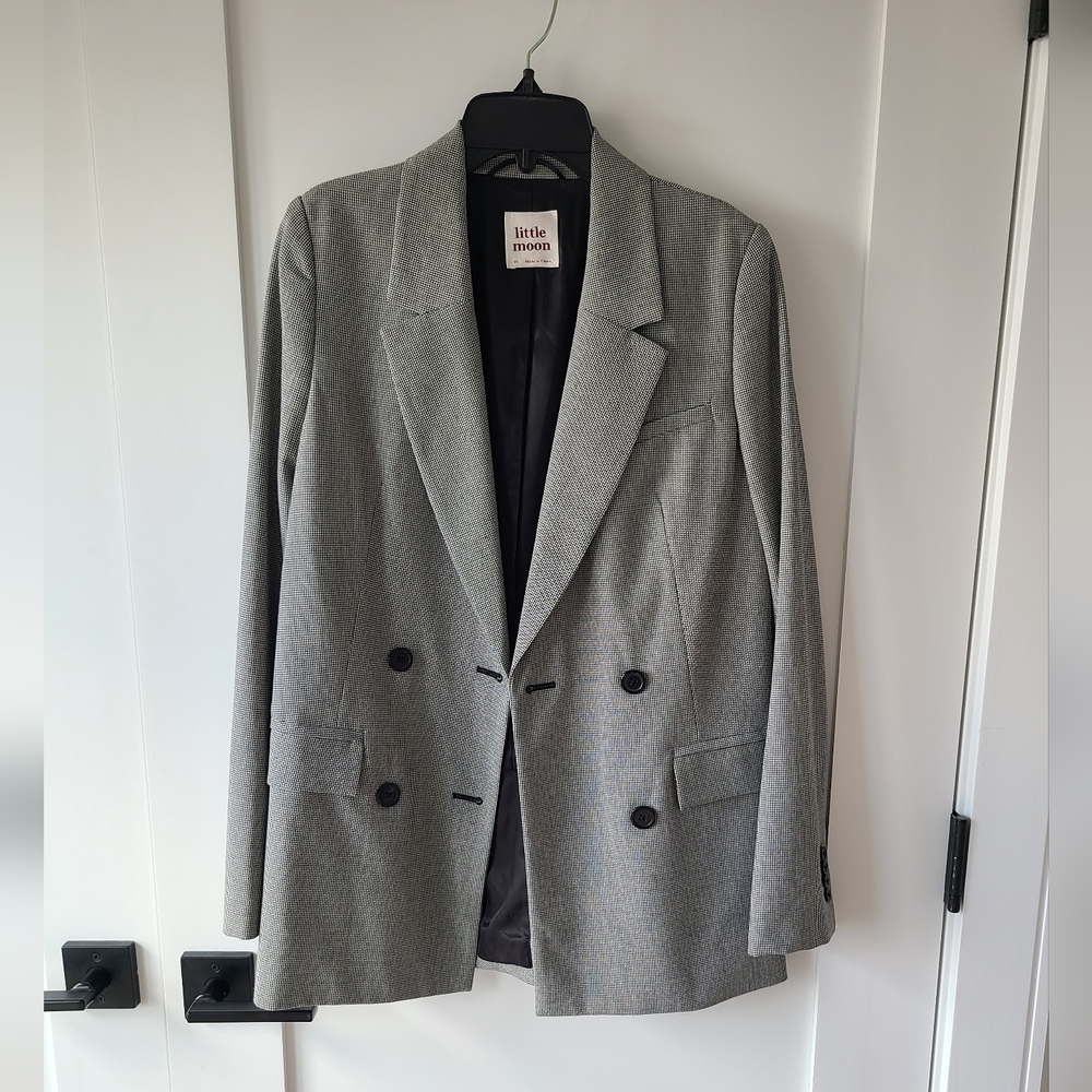 Aritzia Little Moon, Sz XS, Gray Double-Breasted Blazer
